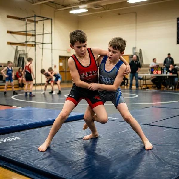 Niños practicando lucha olímpica